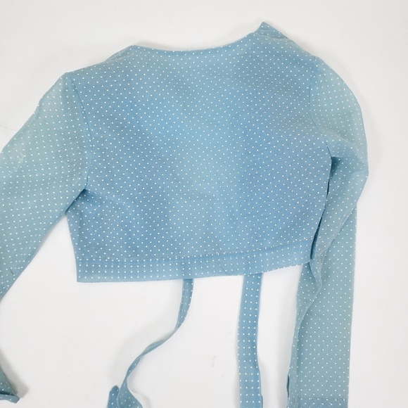 70's Baby Blue Maxi Dress Bolero Cardigan Halter High Neck Ruffles Floor Length - Picture 14 of 16